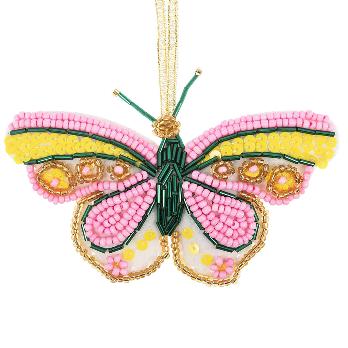 Finished felt beaded butterfly hanging decoration