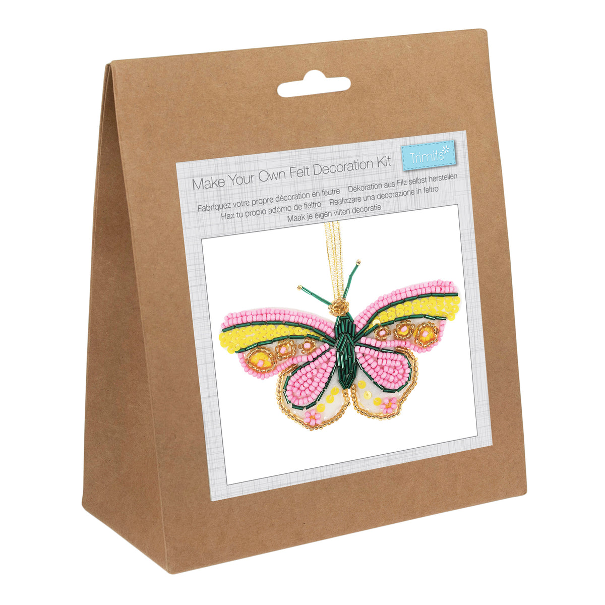 Finished felt beaded butterfly hanging decoration