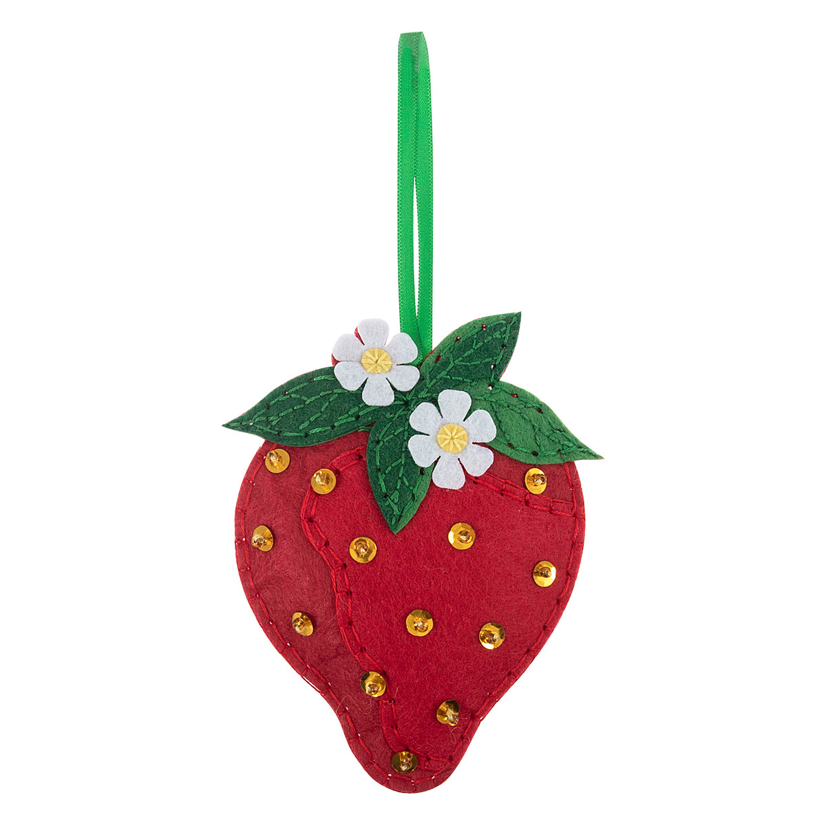 Finished felt strawberry hanging decoration