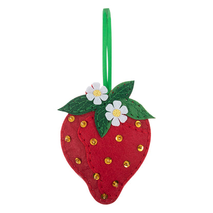Finished felt strawberry hanging decoration