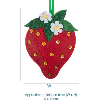 Finished felt strawberry hanging decoration