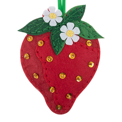 Finished felt strawberry hanging decoration