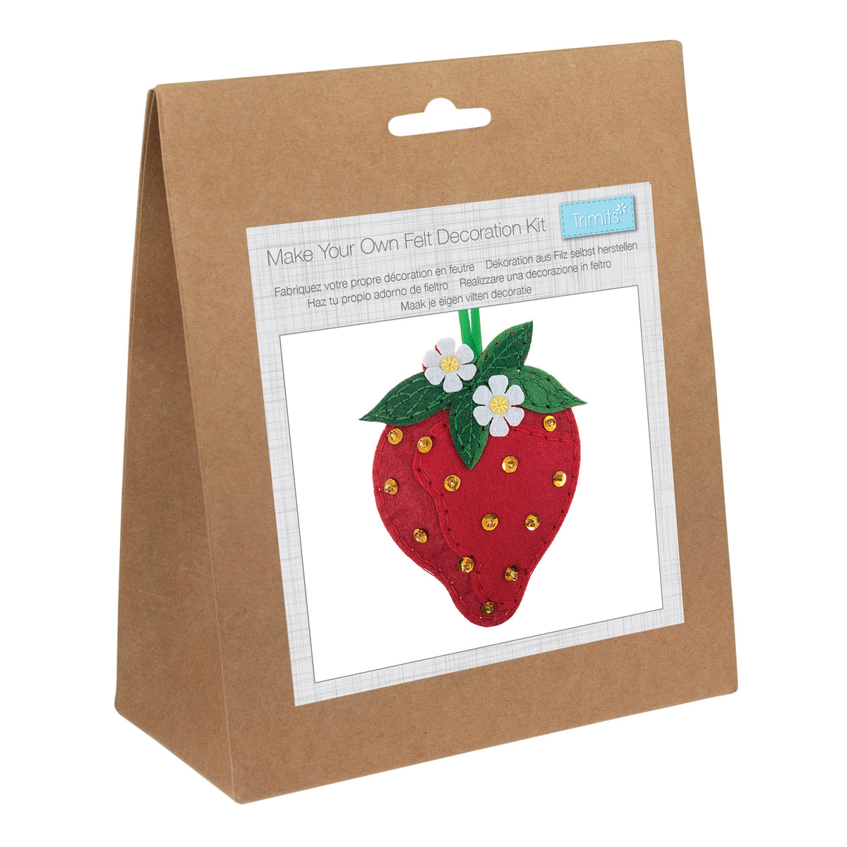 Finished felt strawberry hanging decoration