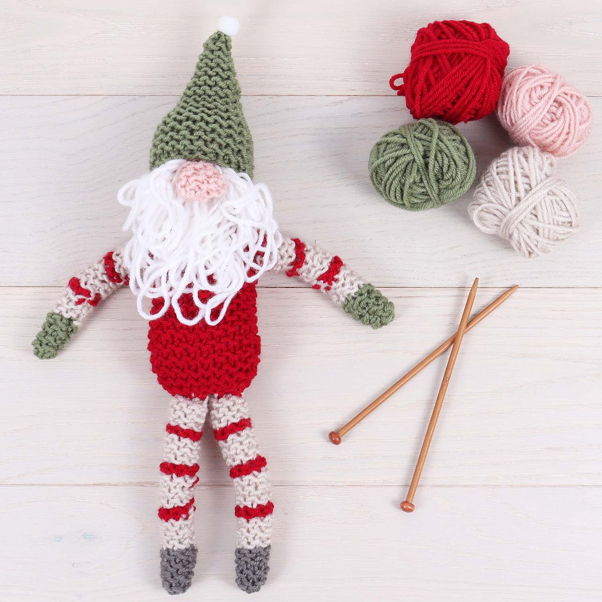 Trimits Christmas gonk knitting kit with finished gonk