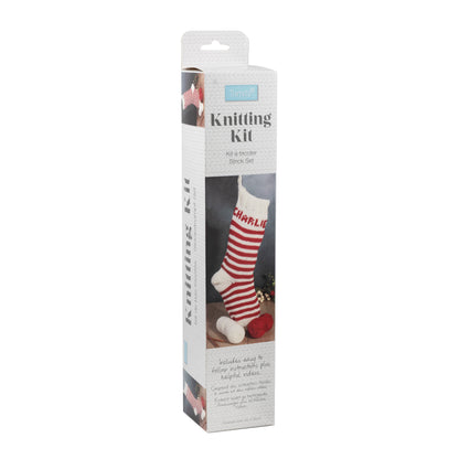 Trimits knitted Christmas stocking kit with yarn and needles