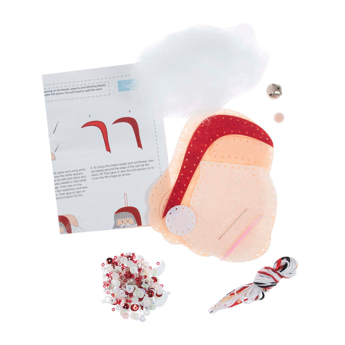 Finished sequin santa felt Christmas decoration