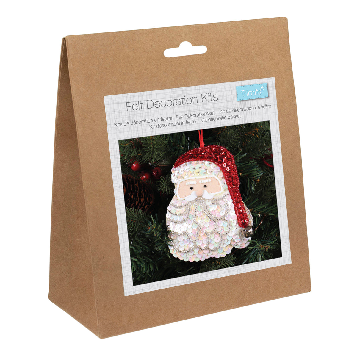 Finished sequin santa felt Christmas decoration