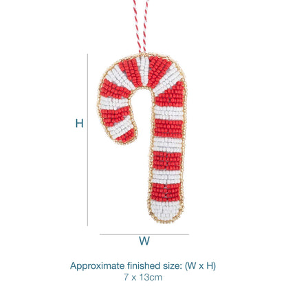 Finished beaded candy cane felt Christmas decoration