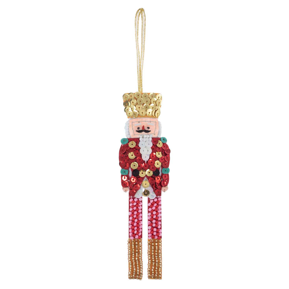 Finished beaded nutcracker felt Christmas decoration