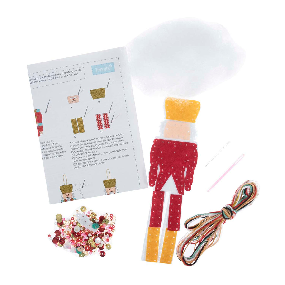 Finished beaded nutcracker felt Christmas decoration