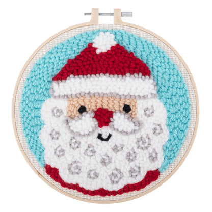 Christmas father christmas punch needle design in a hoop
