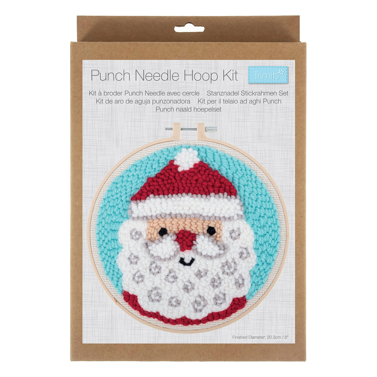 Christmas father christmas punch needle design in a hoop
