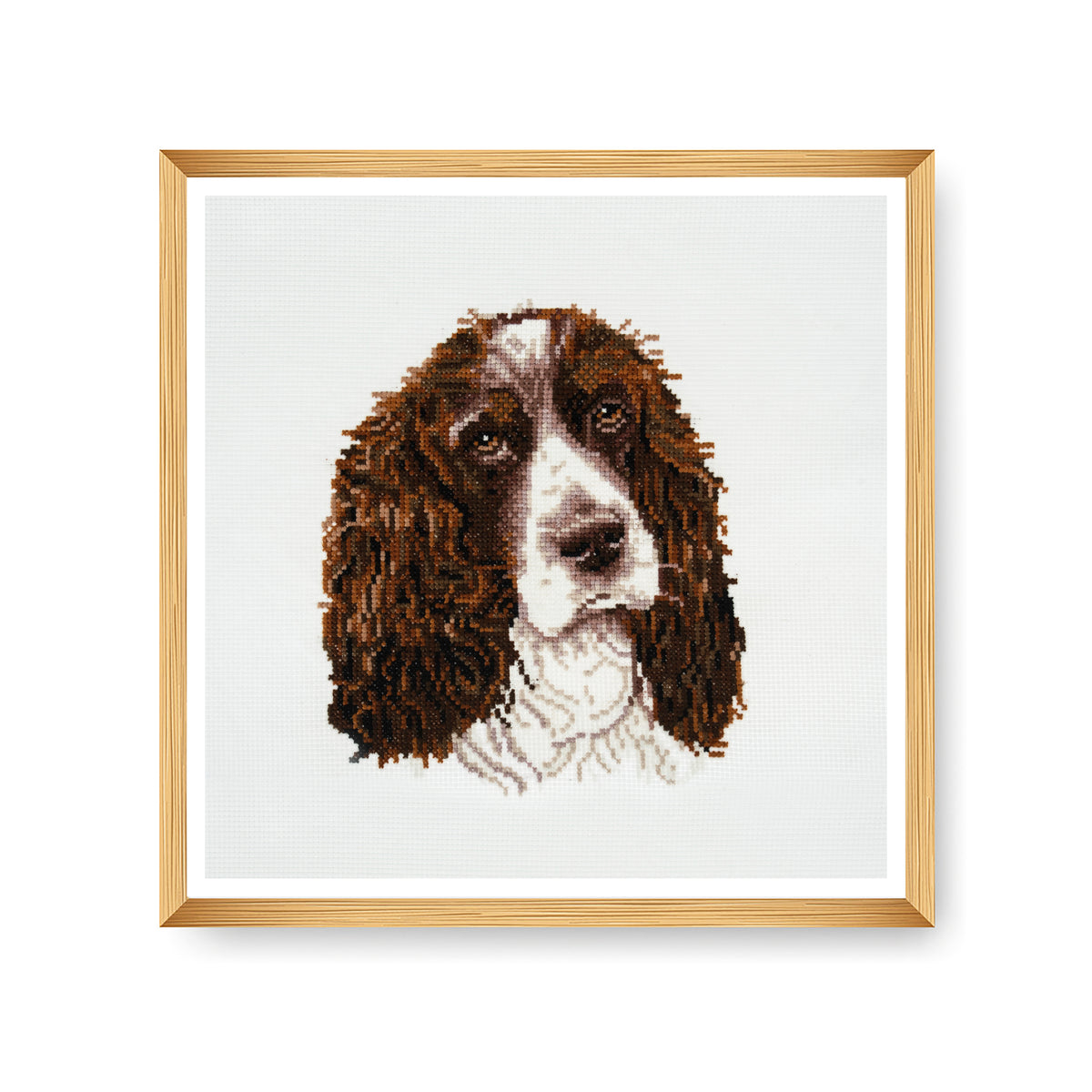 Finished springer spaniel counted cross stitch design