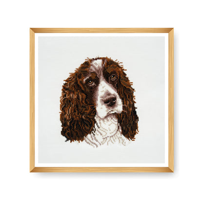 Finished springer spaniel counted cross stitch design