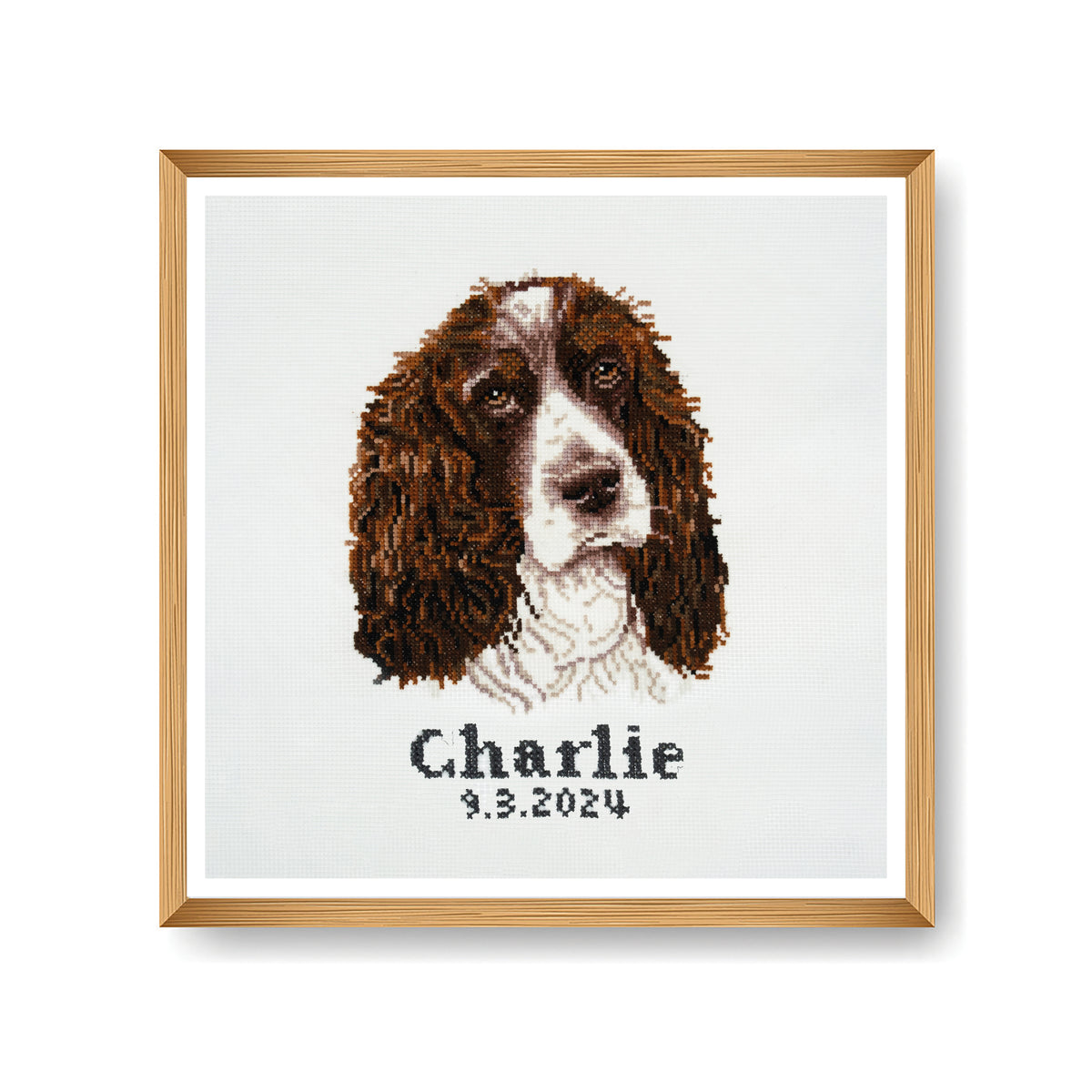 Finished springer spaniel counted cross stitch design
