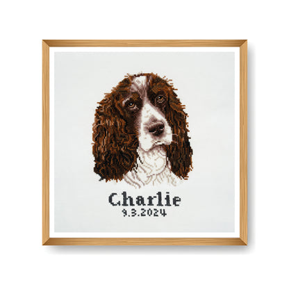 Finished springer spaniel counted cross stitch design