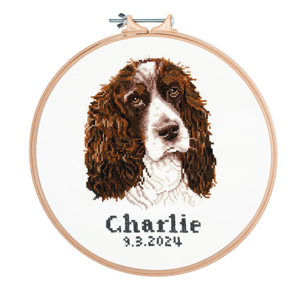 Finished springer spaniel counted cross stitch design