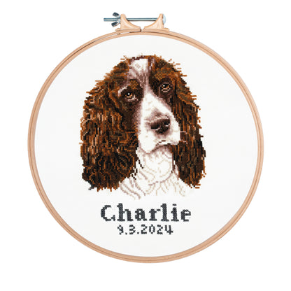 Finished springer spaniel counted cross stitch design