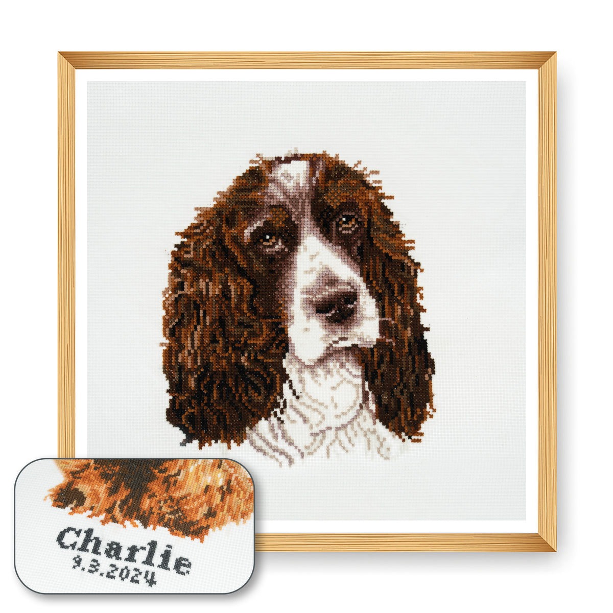 Finished springer spaniel counted cross stitch design