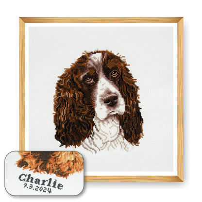 Finished springer spaniel counted cross stitch design