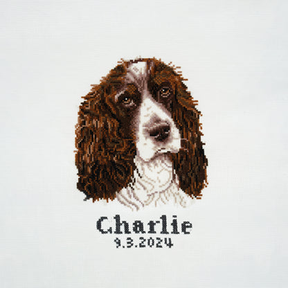 Finished springer spaniel counted cross stitch design