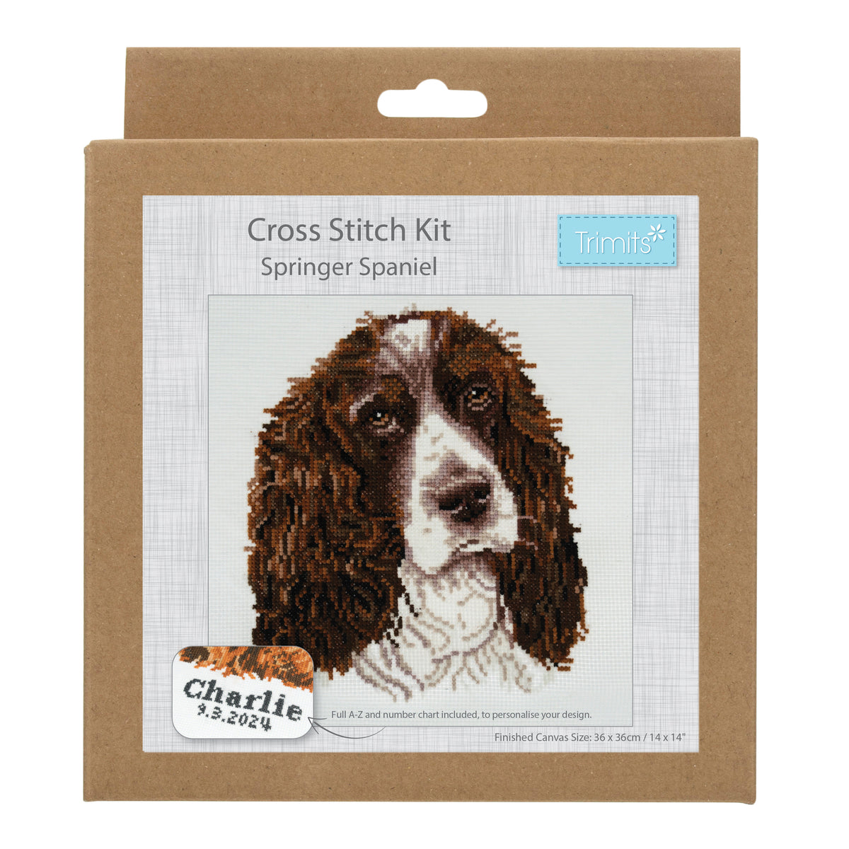 Finished springer spaniel counted cross stitch design