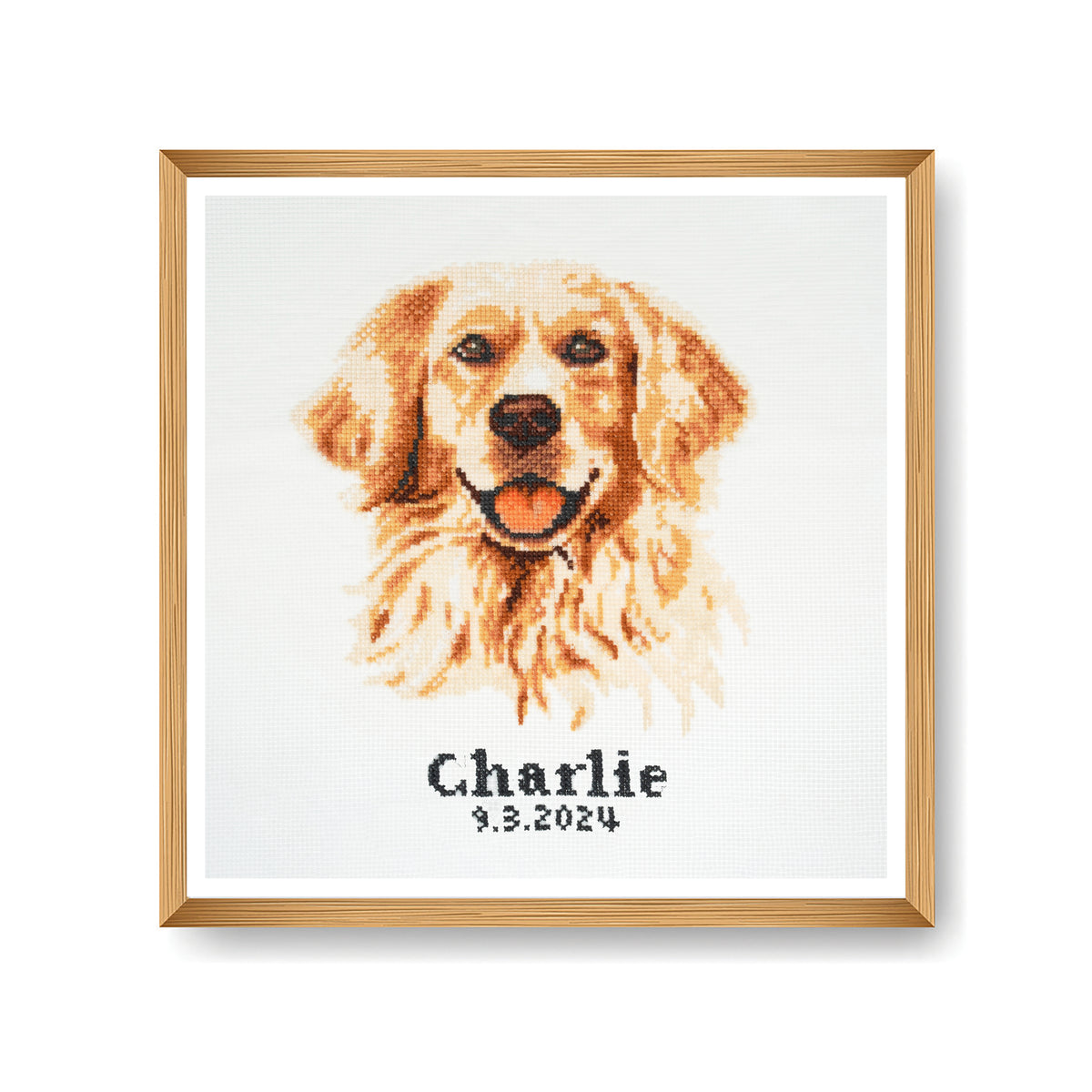 Finished golden labrador retriever counted cross stitch design