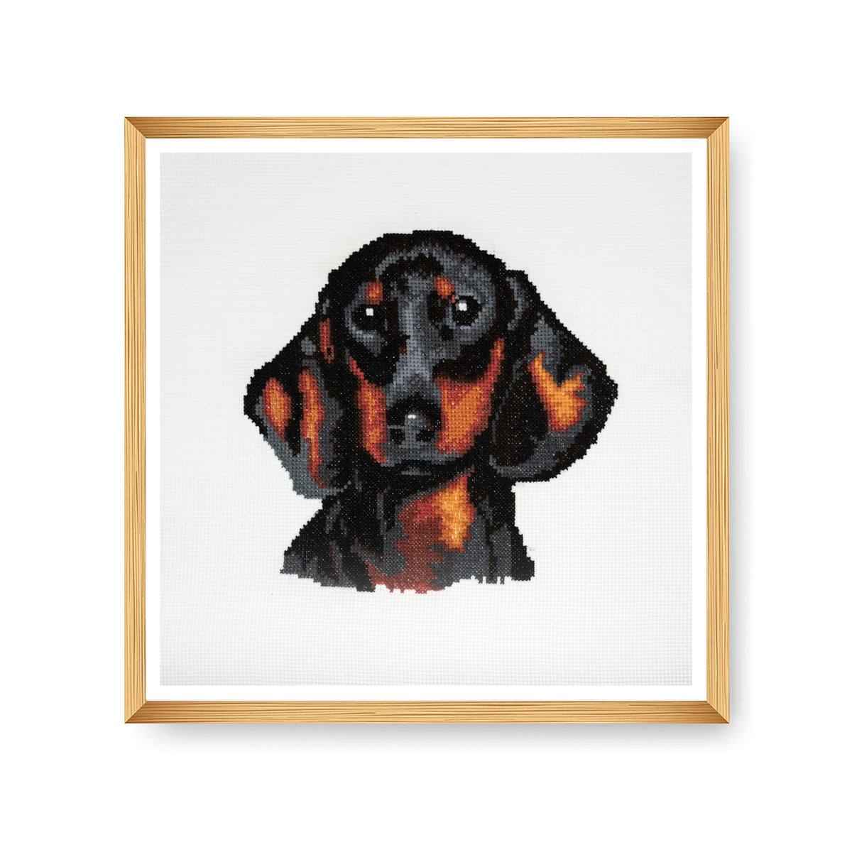 Finished dachshund counted cross stitch design