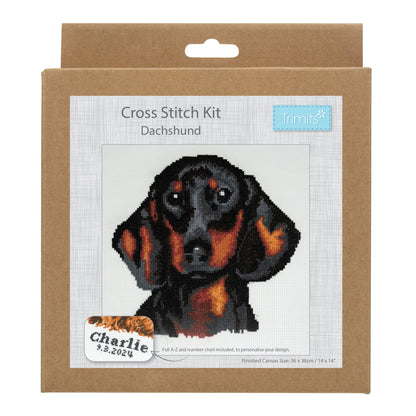 Finished dachshund counted cross stitch design