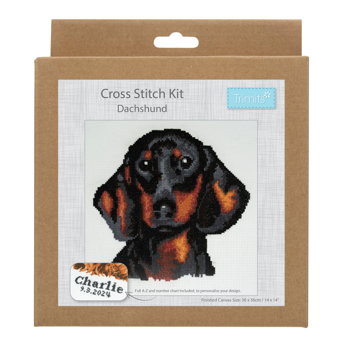 Finished dachshund counted cross stitch design