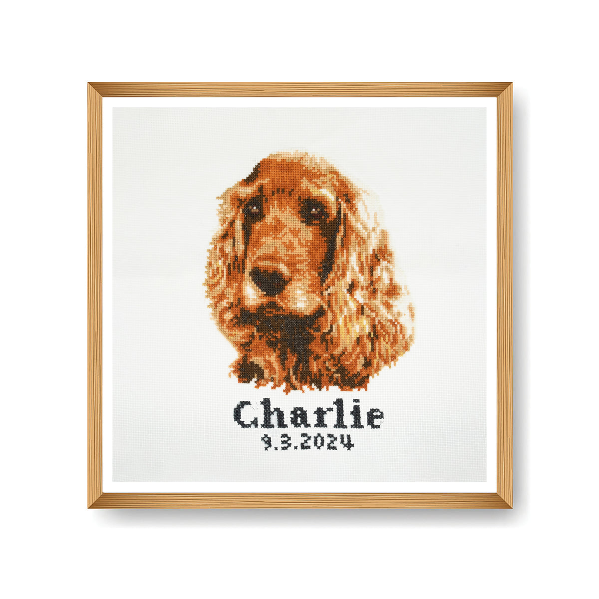Finished cocker spaniel counted cross stitch design