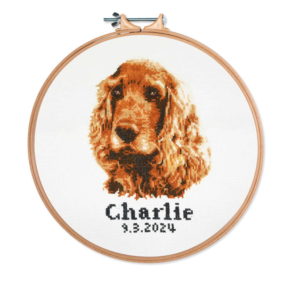 Finished cocker spaniel counted cross stitch design