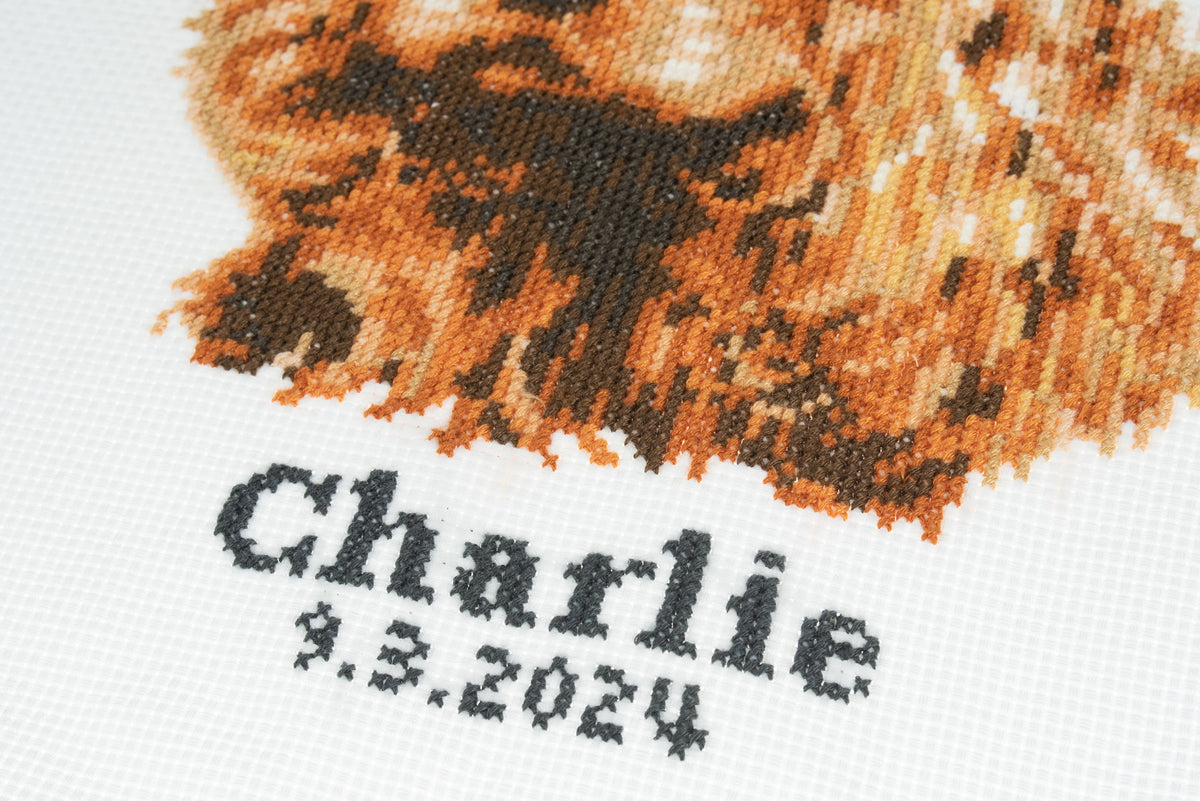 Finished cocker spaniel counted cross stitch design
