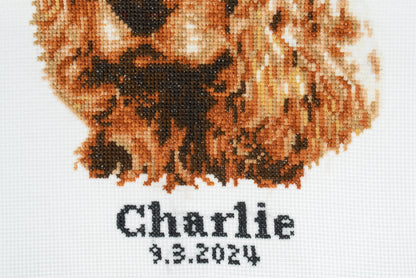 Finished cocker spaniel counted cross stitch design