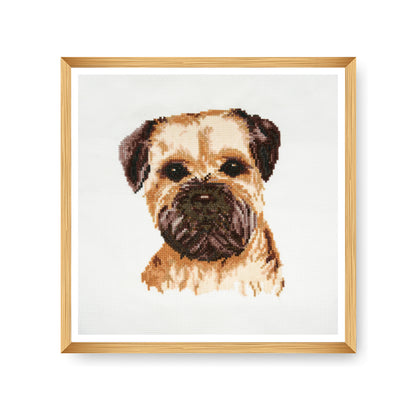 Finished border terrier counted cross stitch design