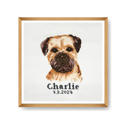 Finished border terrier counted cross stitch design