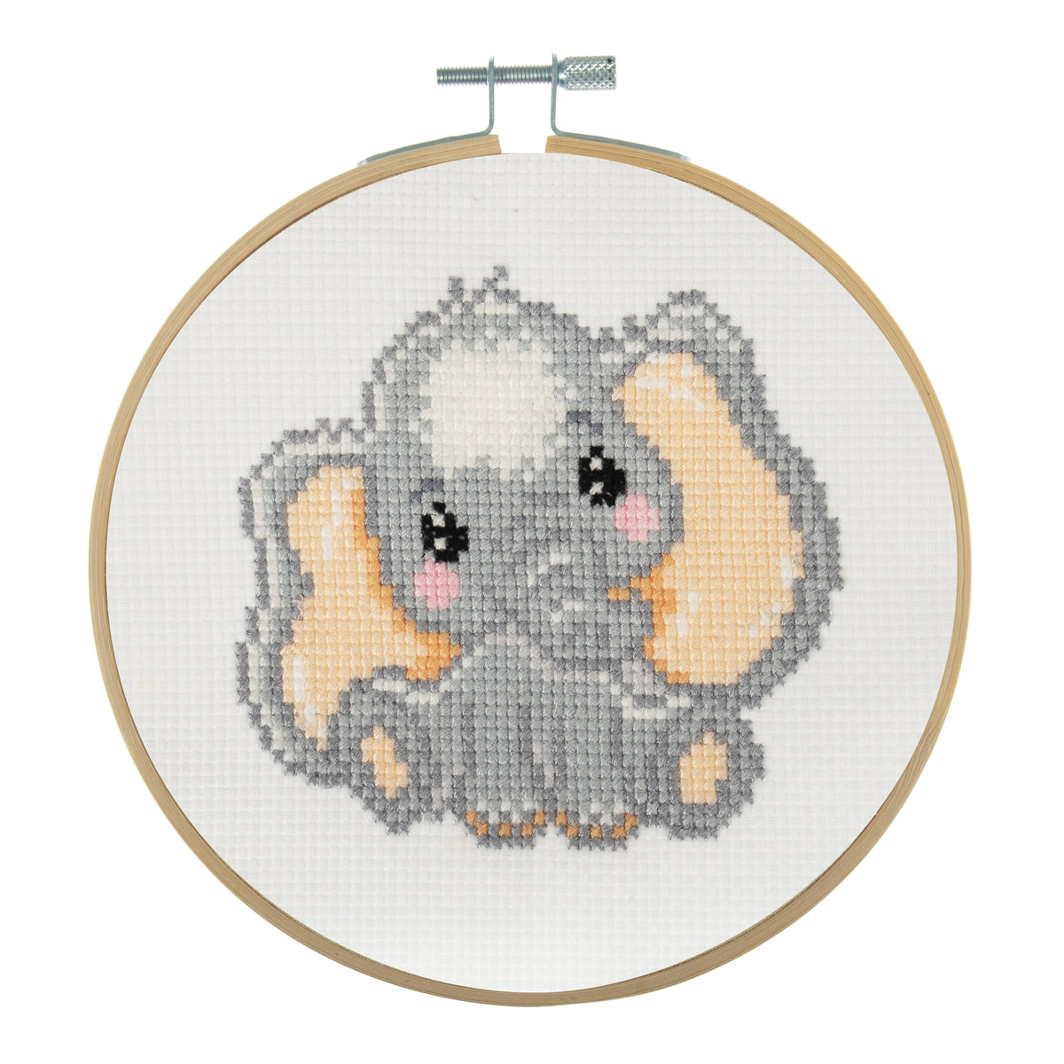 Trimits mini cross stitch kit showing an elephant