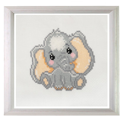 Trimits mini cross stitch kit showing an elephant