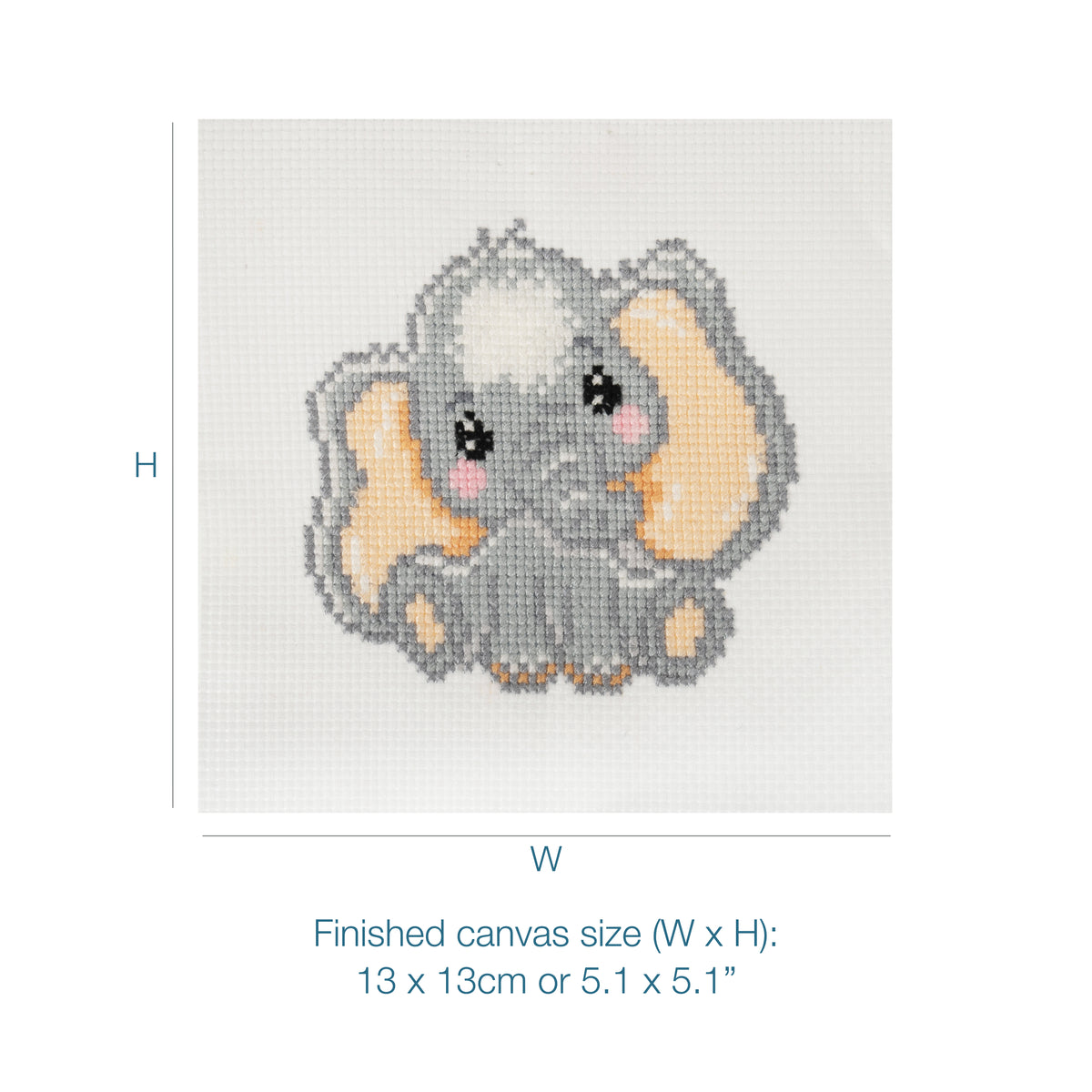 Trimits mini cross stitch kit showing an elephant