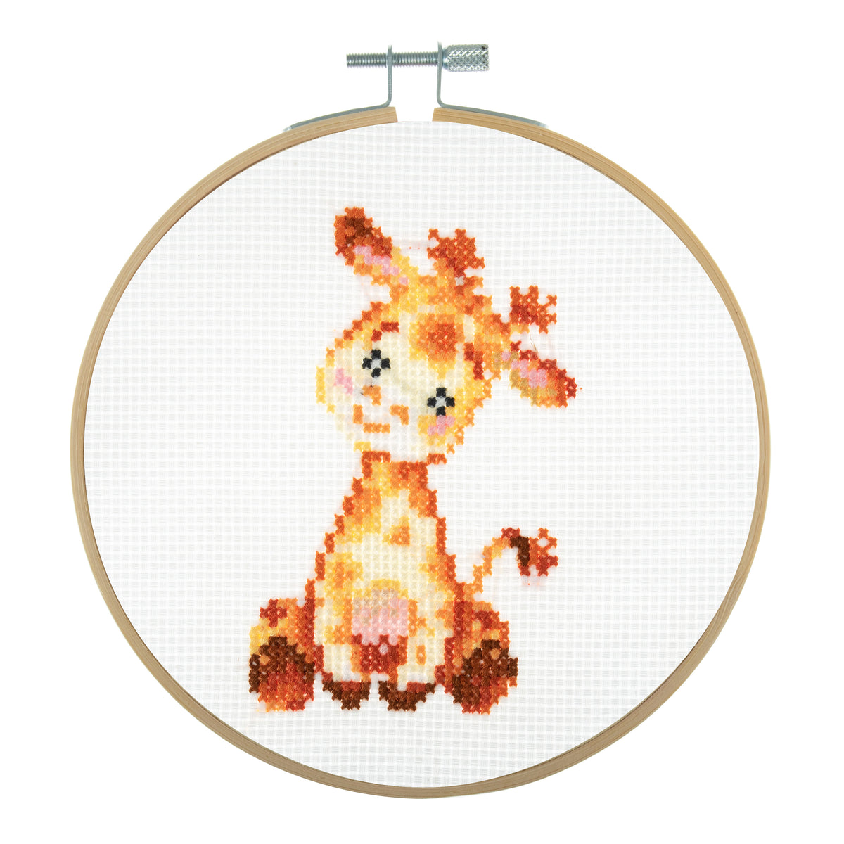 Trimits mini cross stitch kit showing a giraffe
