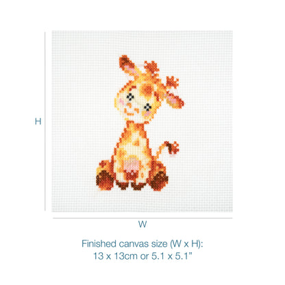 Trimits mini cross stitch kit showing a giraffe