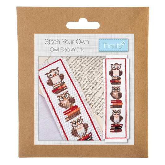 Trimits cross stitch bookmark kit showing owls