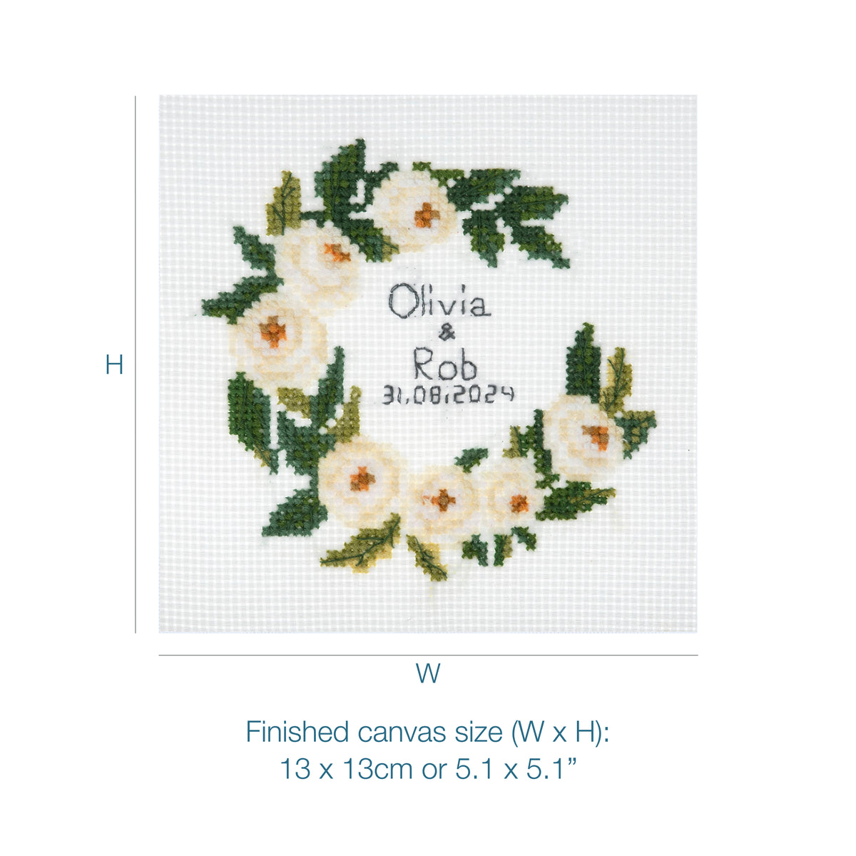 Trimits mini cross stitch kit showing a celebration wreath