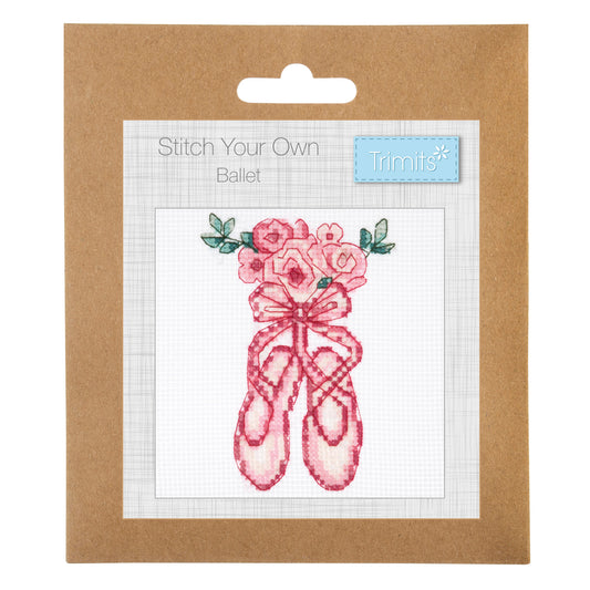 Trimits mini cross stitch kit showing a ballet design