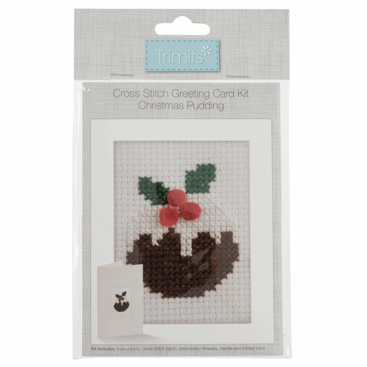 Trimits Cross Stitch Greeting Card Kit - Christmas Pudding