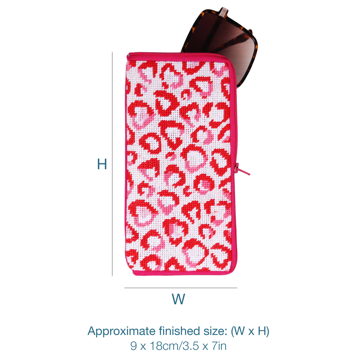 Finished love leopard half stitch glasses case
