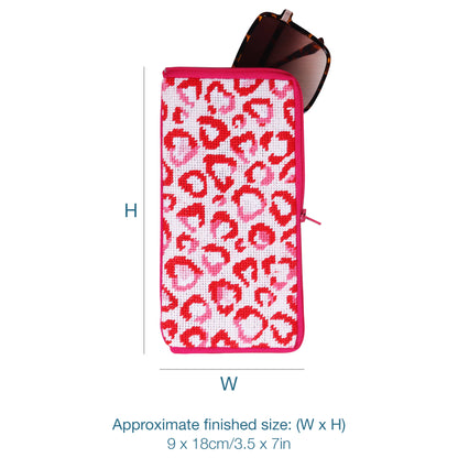 Finished love leopard half stitch glasses case