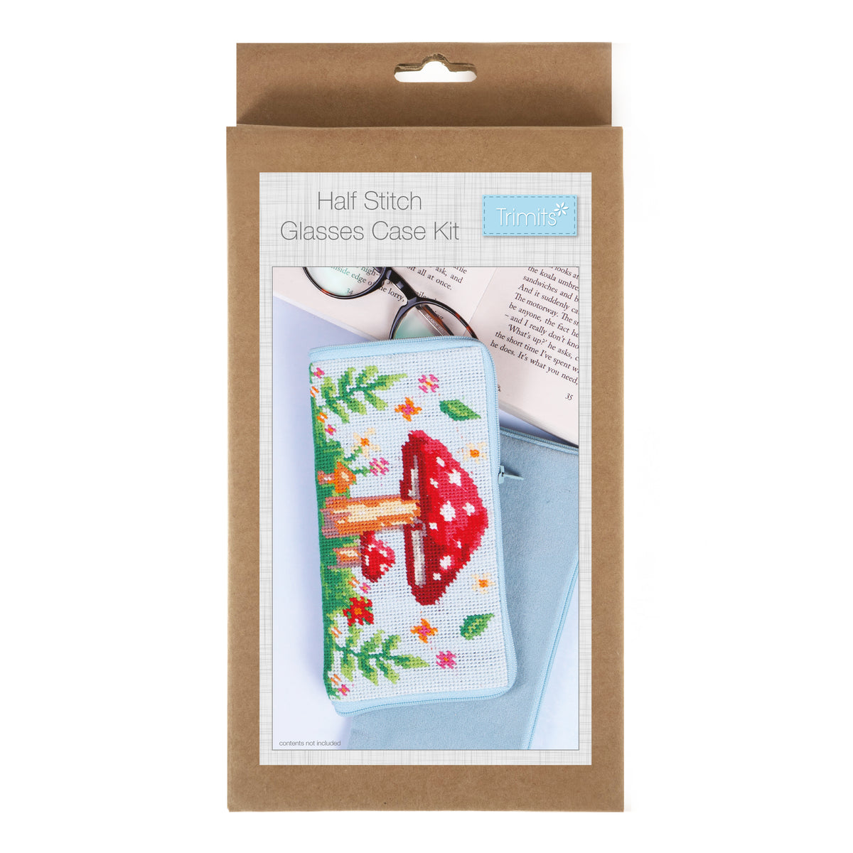 Finished toadstool half stitch glasses case