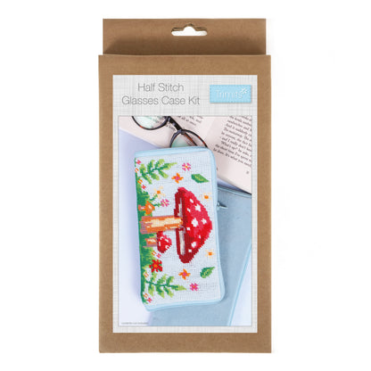 Finished toadstool half stitch glasses case