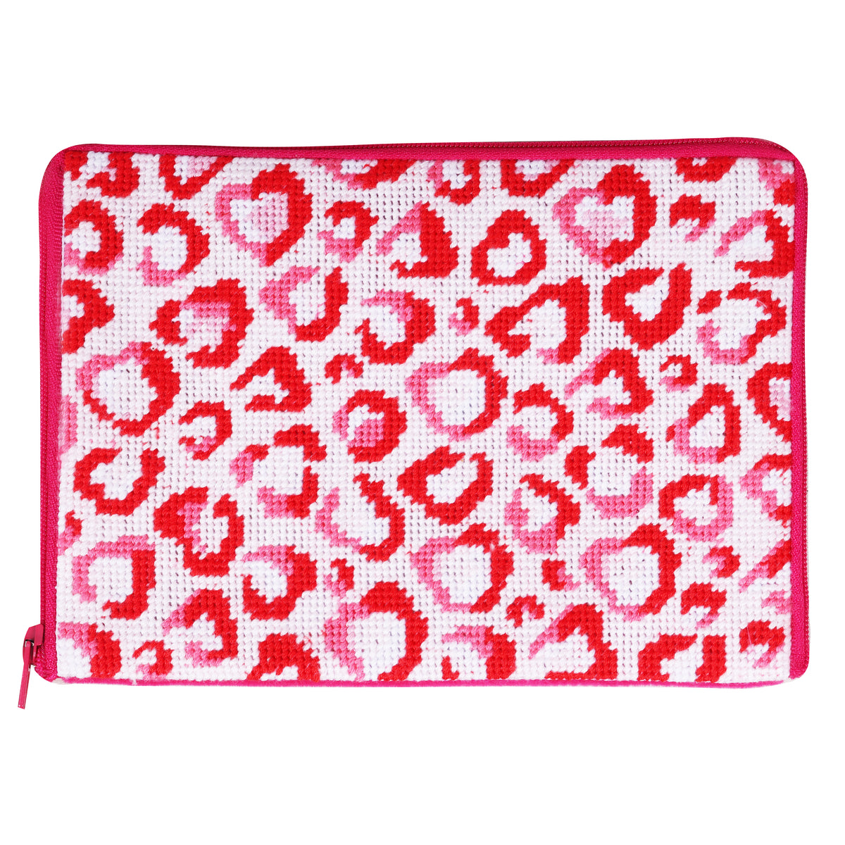 Finished love leopard half stitch make up pouch